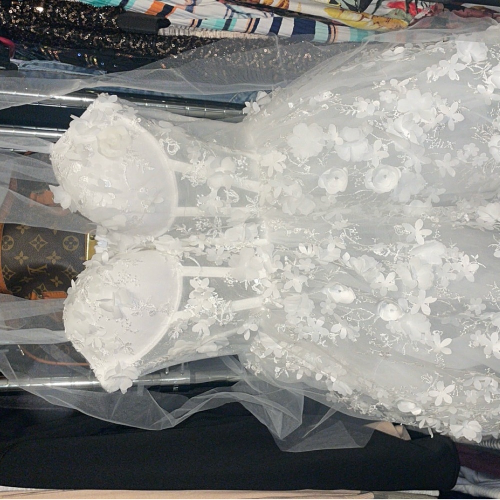 Rosie Etienne Fleur white bridal mini dress